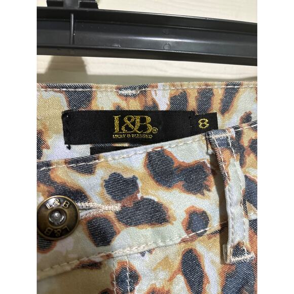 Lucky & Blessed L&B Cheetah Leopard Print Flare Wide Leg Pants Jeans 8 - Picture 4 of 5